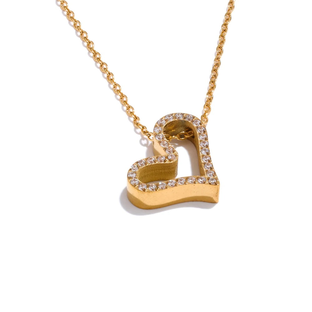 Zircon heart pendant romantic necklace - product image