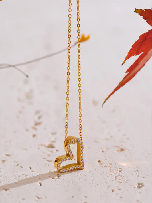 Zircon heart pendant romantic necklace - product image