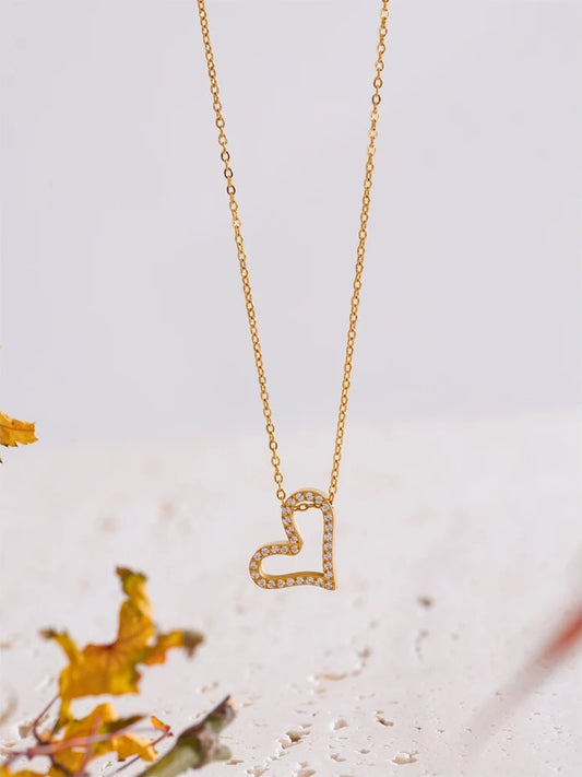 Zircon heart pendant romantic necklace - product image