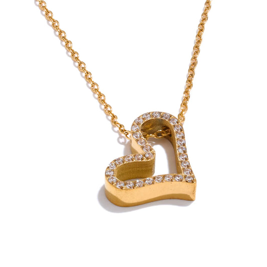 Zircon heart pendant romantic necklace - product image