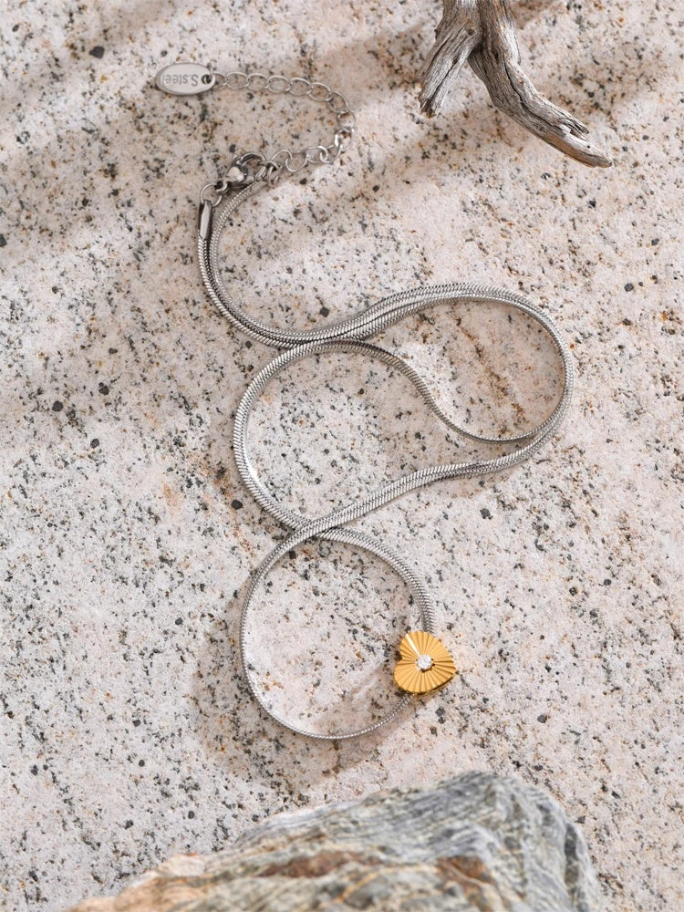 Zircon heart removable snake chain necklace - product image