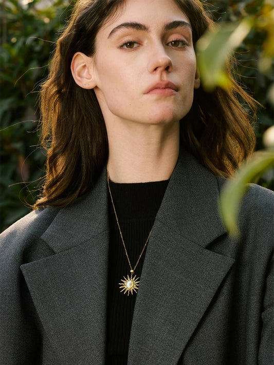 Zircon shell sun moon pendant necklace - product image