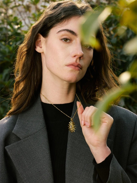 Zircon shell sun moon pendant necklace - product image