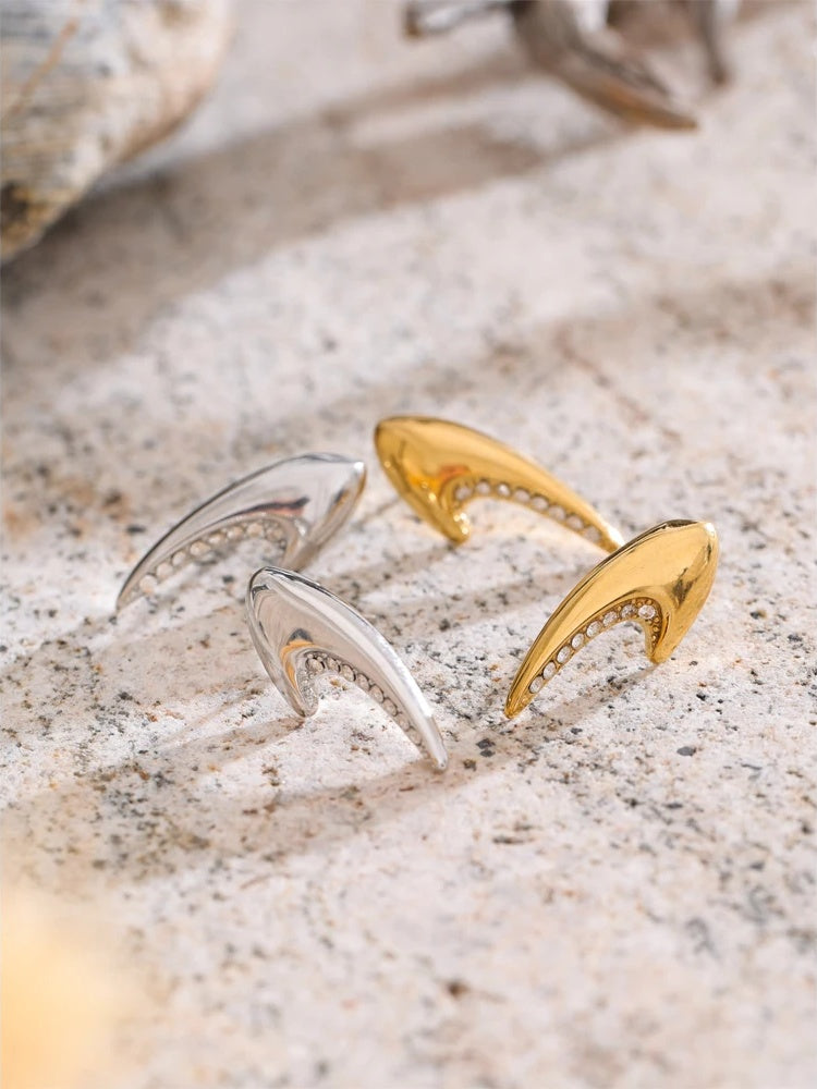 Zirconia abstract stud earrings gold platinum - product image