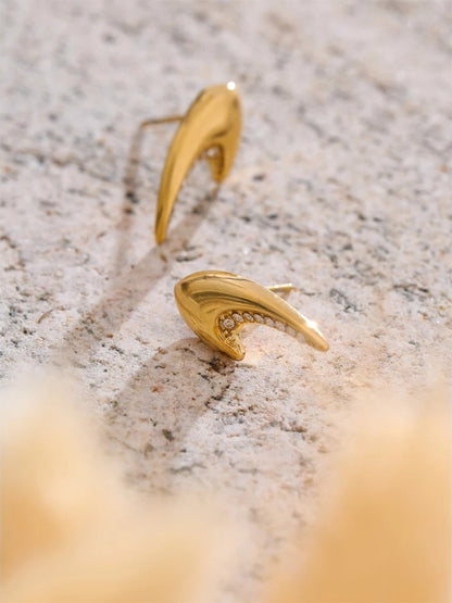 Zirconia abstract stud earrings gold platinum - product image