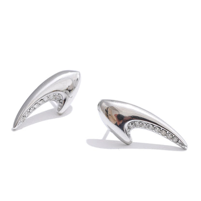 Zirconia abstract stud earrings gold platinum - product image