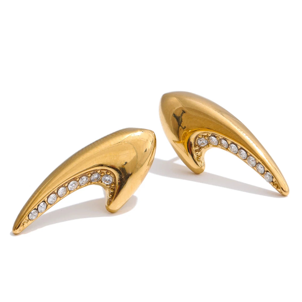 Zirconia abstract stud earrings gold platinum - product image