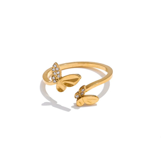 Zirconia butterfly adjustable open design ring - product image