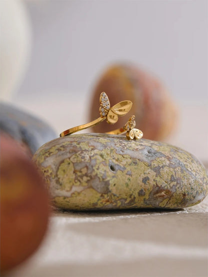 Zirconia butterfly adjustable open design ring - product image