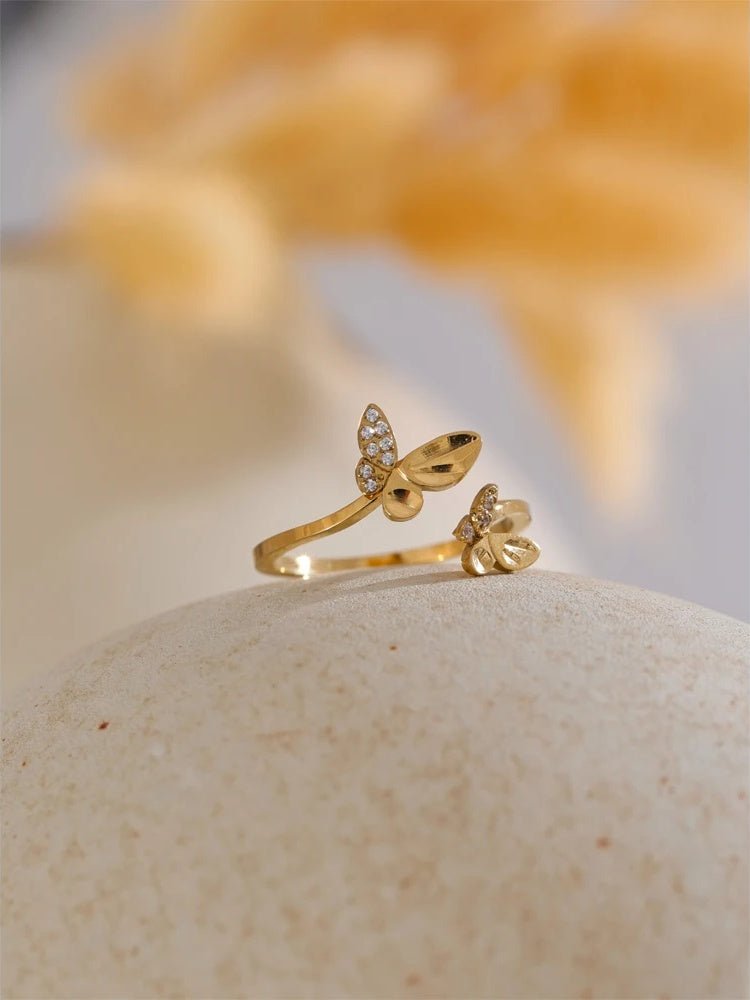 Zirconia butterfly adjustable open design ring - product image