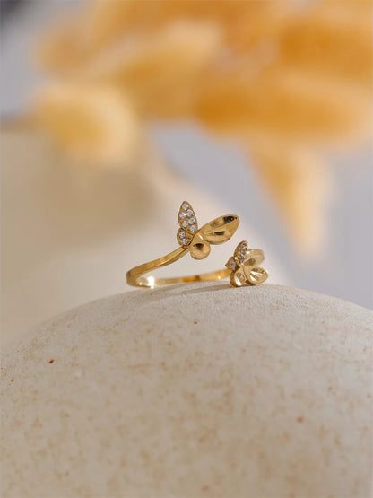 Zirconia butterfly adjustable open design ring - product image