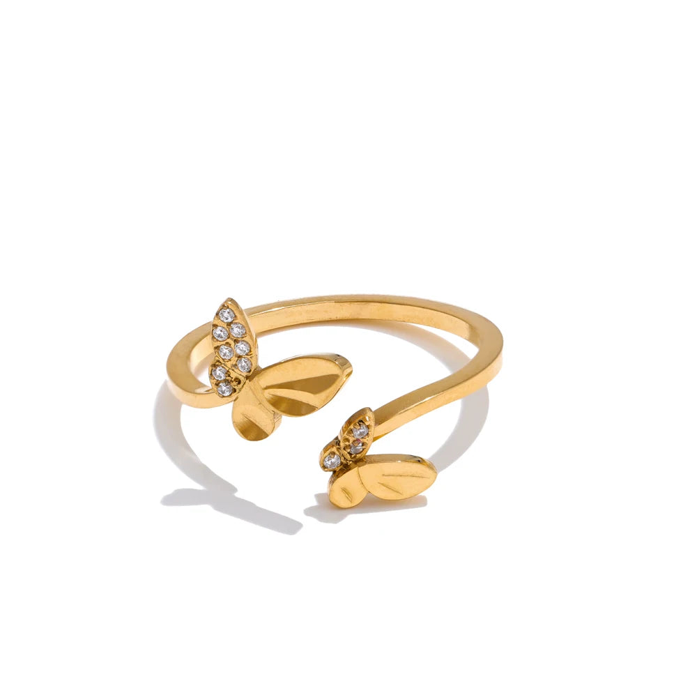 Zirconia butterfly adjustable open design ring - product image