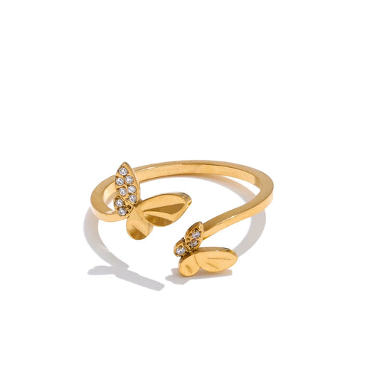 Zirconia butterfly adjustable open design ring - product image
