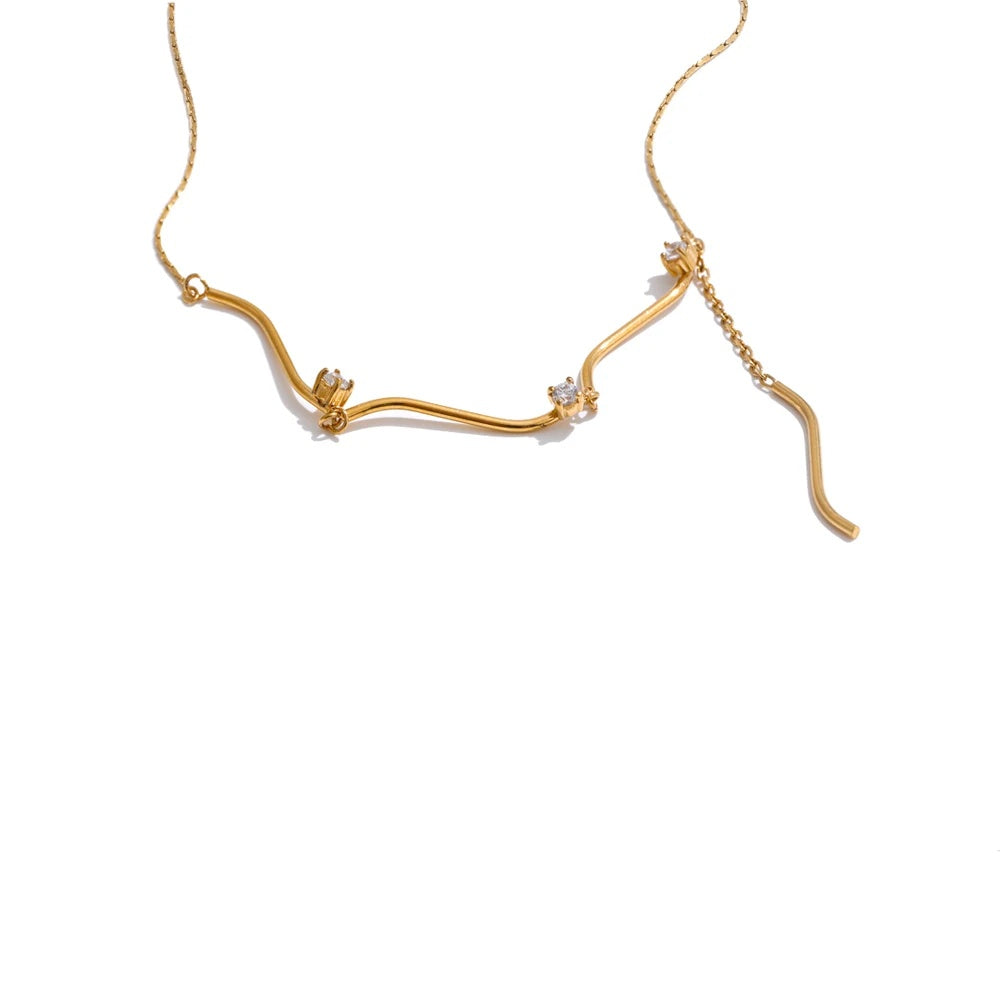 Zirconia chain drop pendant necklace - product image