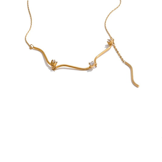 Zirconia chain drop pendant necklace - product image