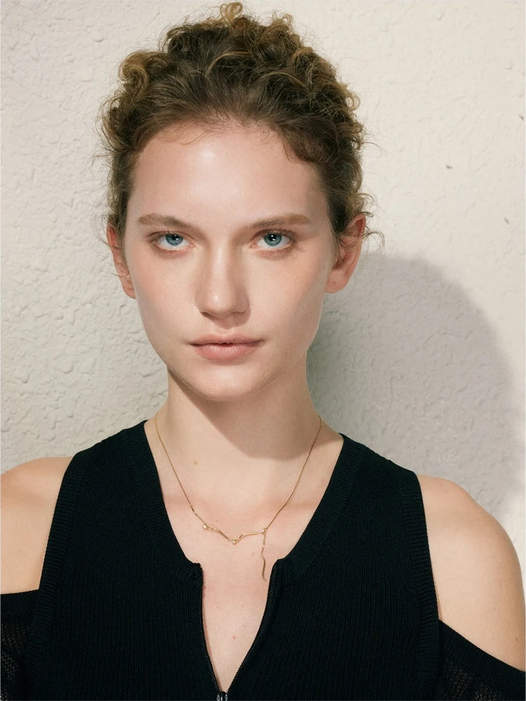 Zirconia chain drop pendant necklace - product image