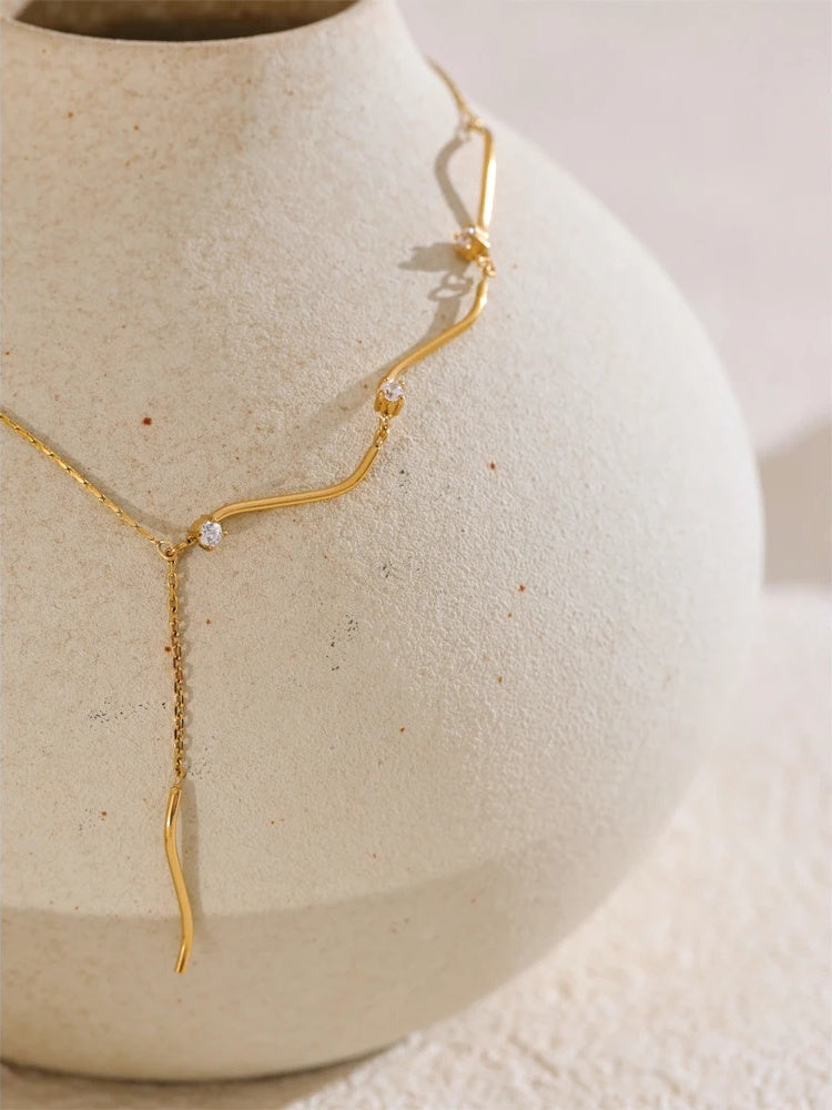 Zirconia chain drop pendant necklace - product image