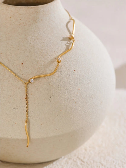 Zirconia chain drop pendant necklace - product image