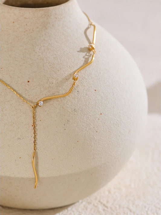 Zirconia chain drop pendant necklace - product image