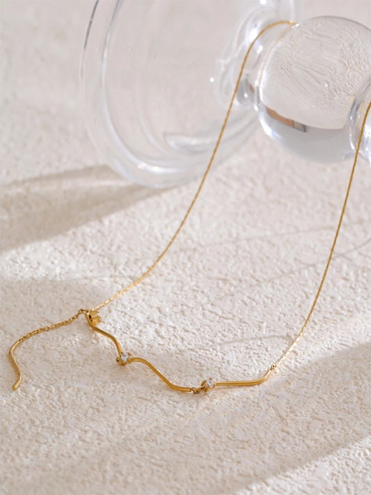 Zirconia chain drop pendant necklace - product image