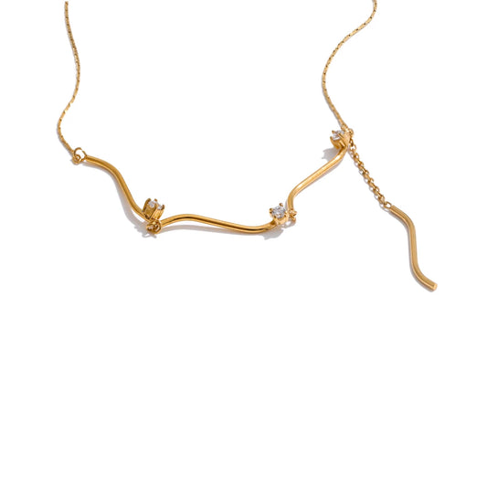 Zirconia chain drop pendant necklace - product image