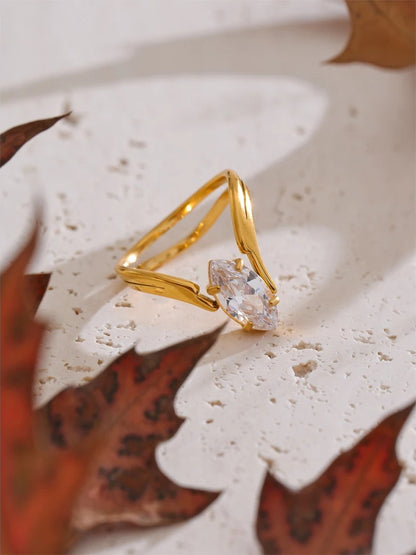 Zirconia delicate abstract women's ring - product image