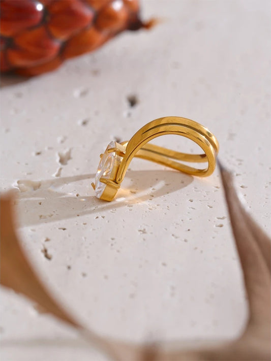 Zirconia delicate abstract women's ring - product image
