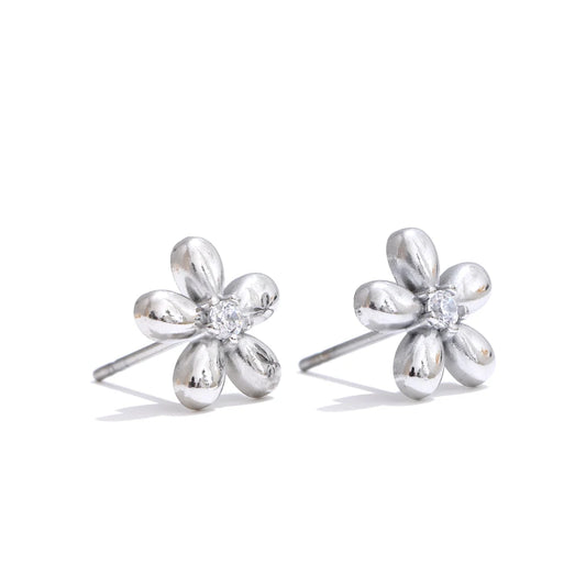 Zirconia flower daily charm stud earrings - product image