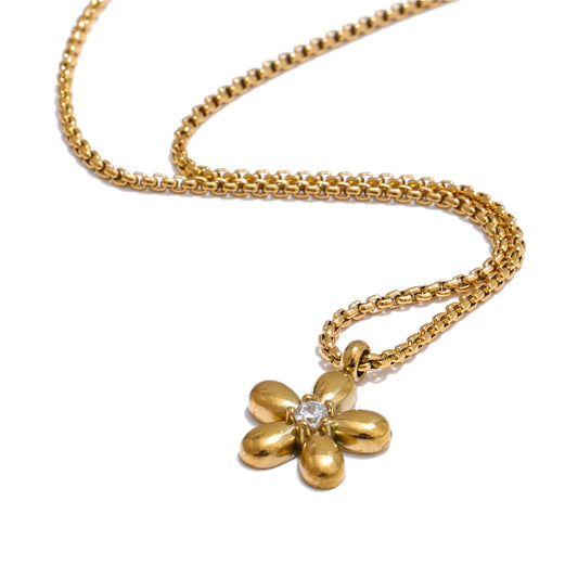 Zirconia flower pendant necklace bracelet earrings set - product image