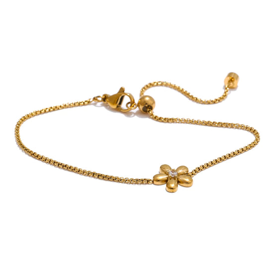 Zirconia flower pendant necklace bracelet earrings set - product image