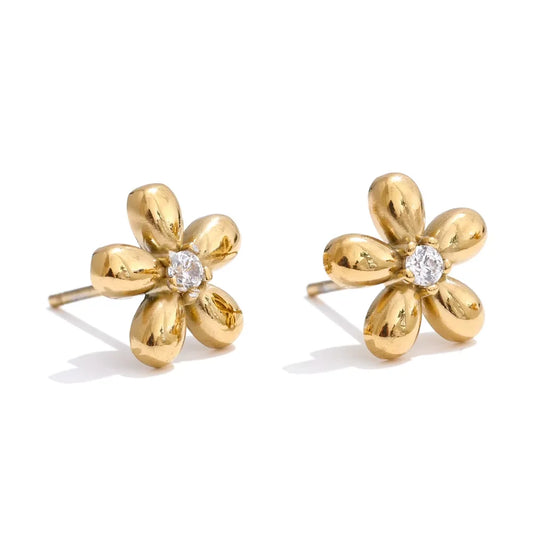 Zirconia flower pendant necklace bracelet earrings set - product image