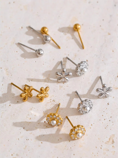 Zirconia flower stacked up stud earrings set - product image