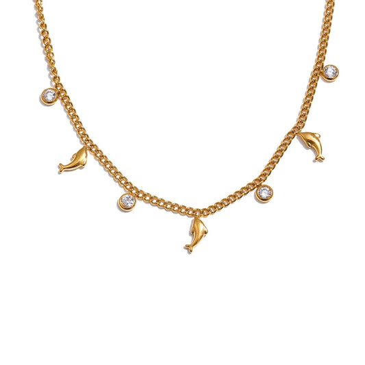 Zirconia heart bow beach drop pendant necklace - product image