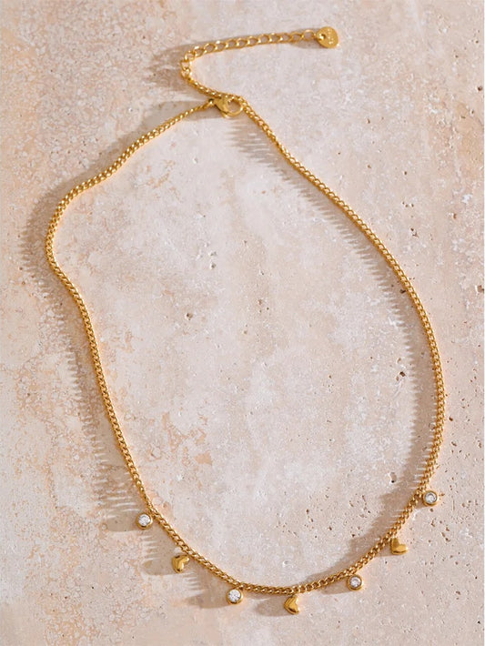 Zirconia heart bow beach drop pendant necklace - product image