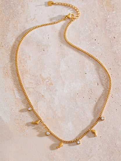 Zirconia heart bow beach drop pendant necklace - product image