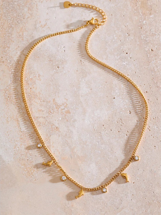 Zirconia heart bow beach drop pendant necklace - product image