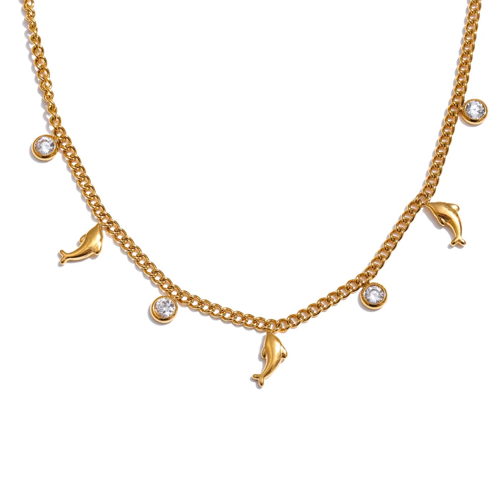 Zirconia heart bow beach drop pendant necklace - product image