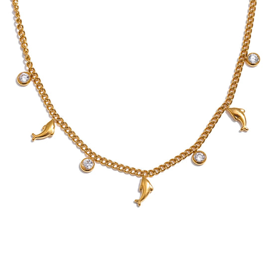 Zirconia heart bow beach drop pendant necklace - product image