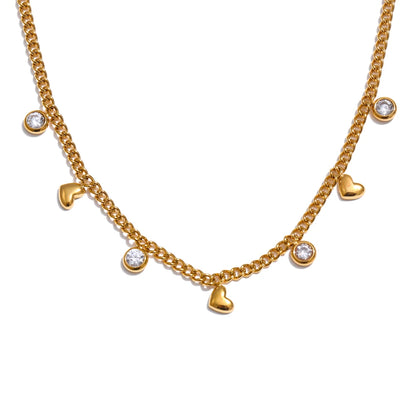 Zirconia heart bow beach drop pendant necklace - product image