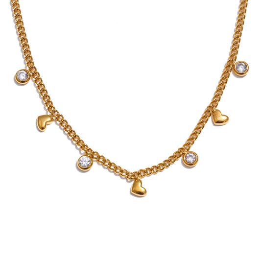 Zirconia heart bow beach drop pendant necklace - product image