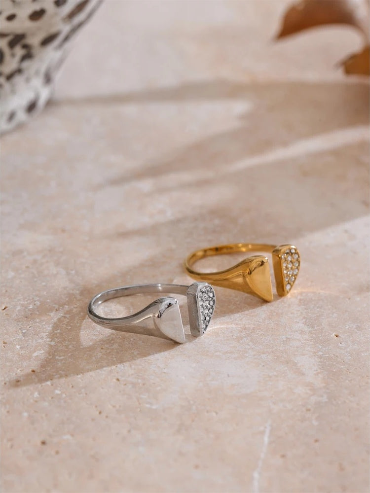 Zirconia heart love adjustable open ring - product image