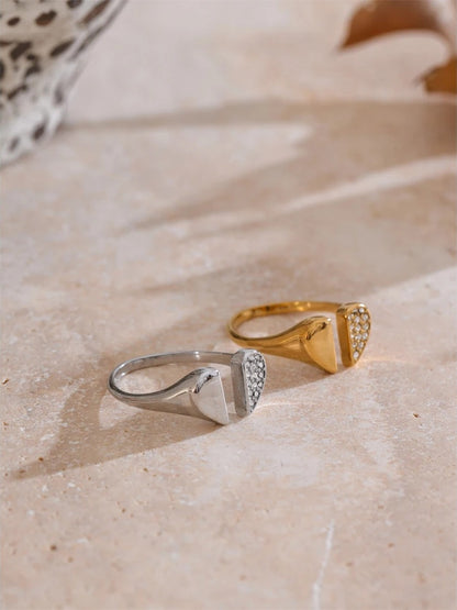 Zirconia heart love adjustable open ring - product image