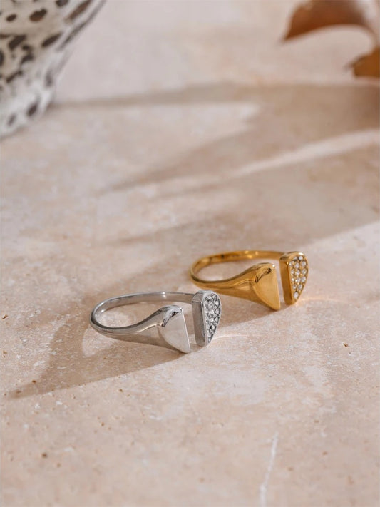 Zirconia heart love adjustable open ring - product image