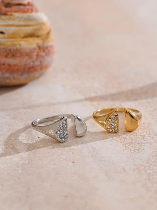 Zirconia heart love adjustable open ring - product image