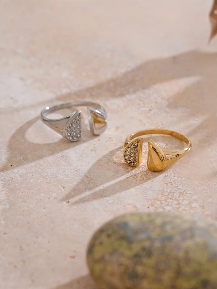 Zirconia heart love adjustable open ring - product image