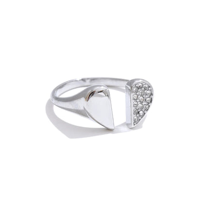 Zirconia heart love adjustable open ring - product image