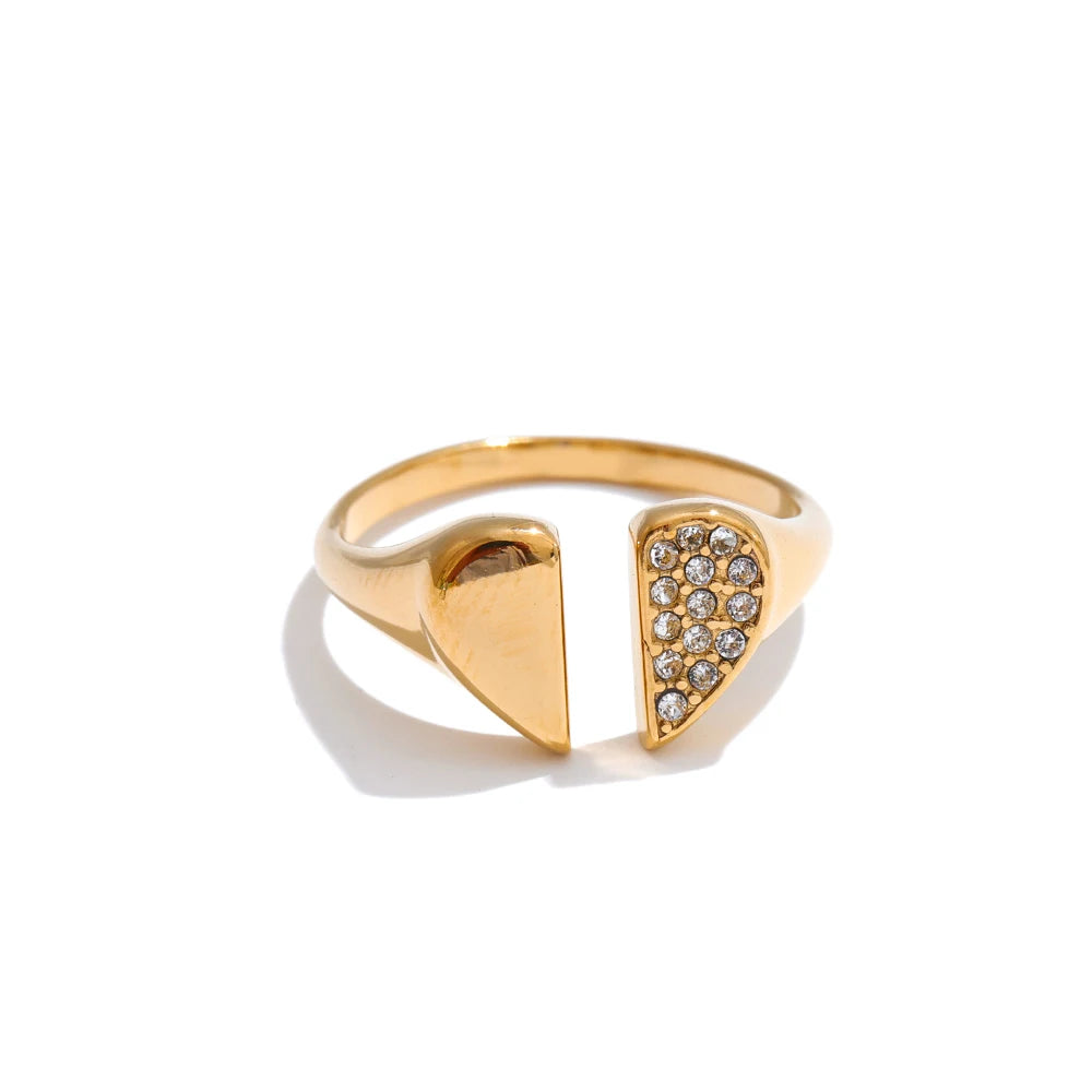 Zirconia heart love adjustable open ring - product image