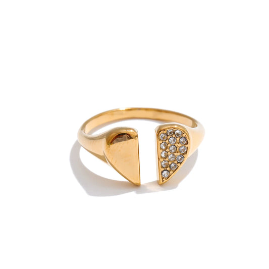 Zirconia heart love adjustable open ring - product image