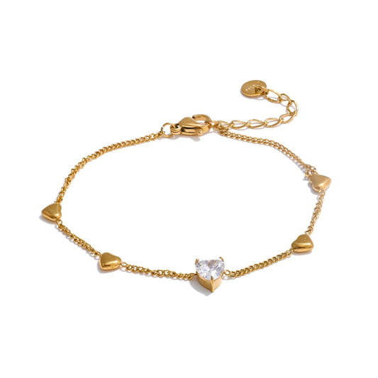 Zirconia heart love chain ankle foot bracelet women - product image