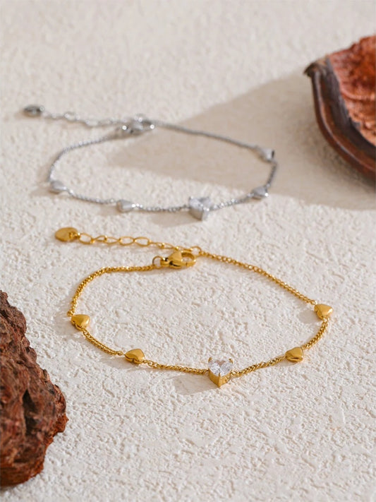 Zirconia heart love chain ankle foot bracelet women - product image
